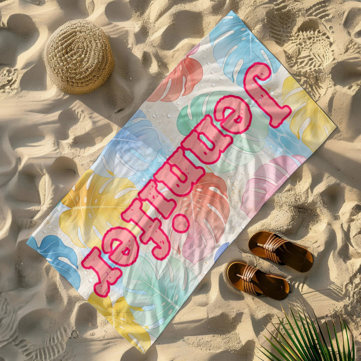 Personalized Retro Beach Towel: Groovy Custom Name Bath Towel