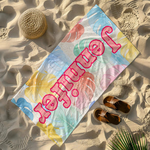 Personalized Retro Beach Towel: Groovy Custom Name Bath Towel
