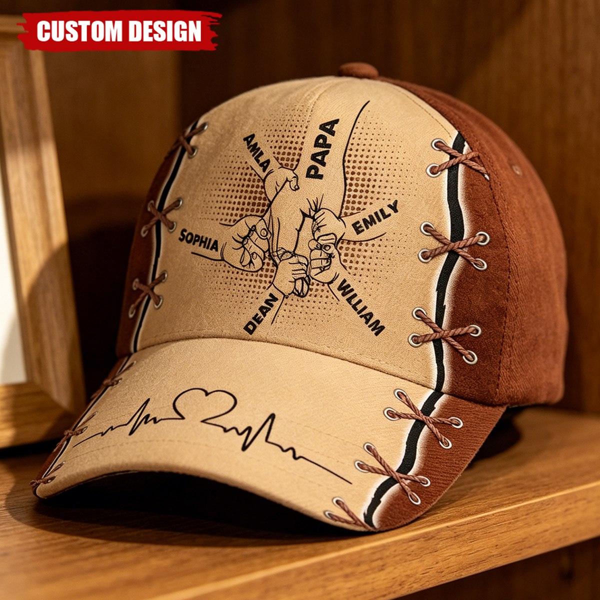 Grandpa Holding Hands Personalized Classic Cap