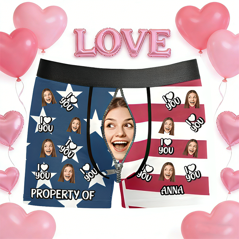 Custom Photo I Love You Always - Couple Personalized Custom Boxer Briefs, Men's Boxers - Gift For Husband Wife, Anniversary