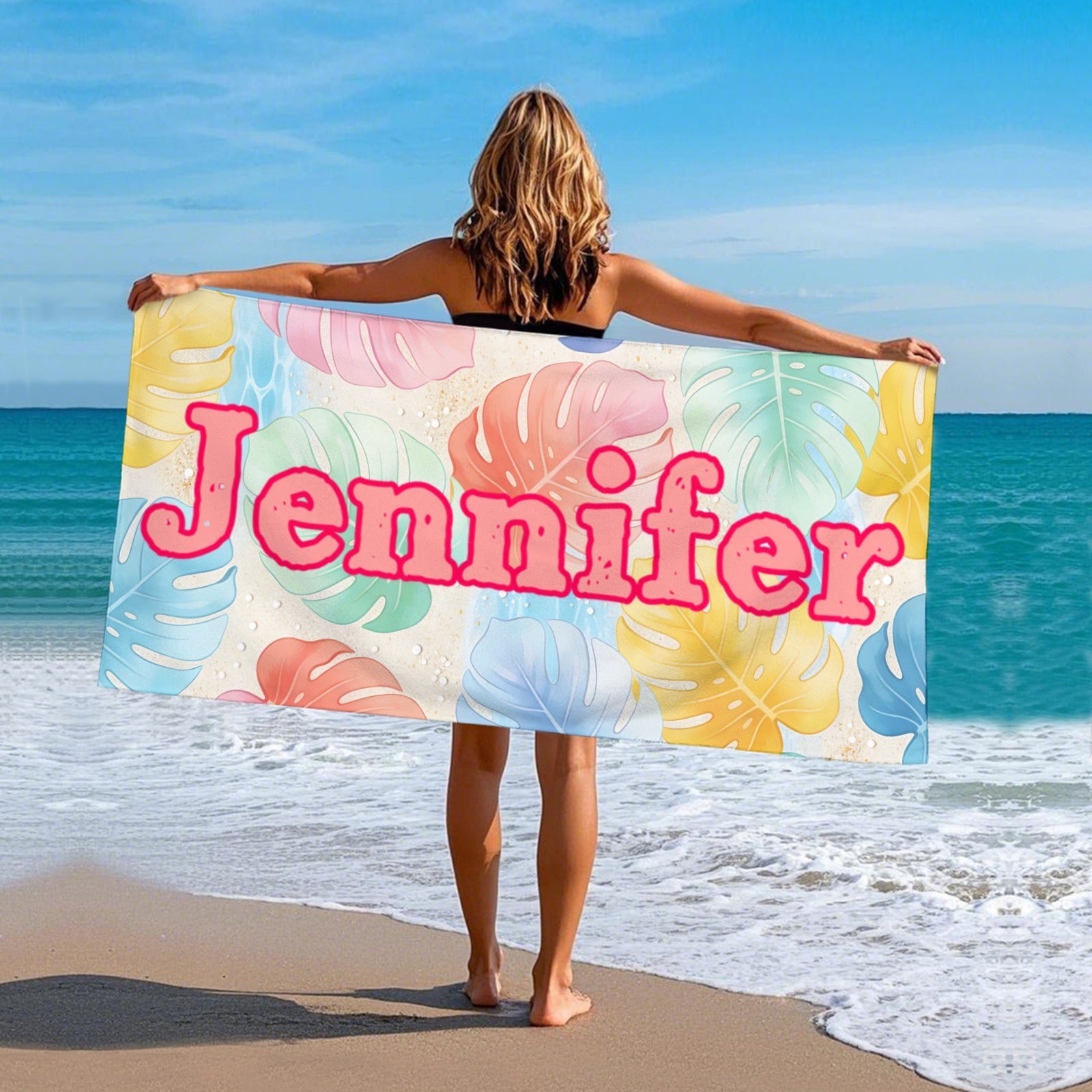 Personalized Retro Beach Towel: Groovy Custom Name Bath Towel