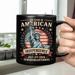 USA 250th Year Of American Independence Black Mug