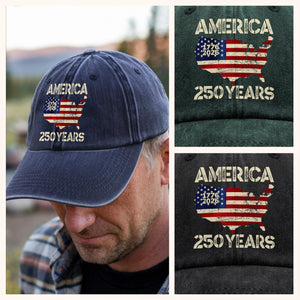 250 Years America Anniversary 250th Independence Day Washed Denim Baseball Cap