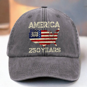 250 Years America Anniversary 250th Independence Day Washed Denim Baseball Cap