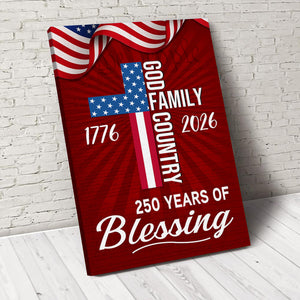 American Patriotic Canvas, America 250th Years of Blessing God 1776 2026 Canvas Poster