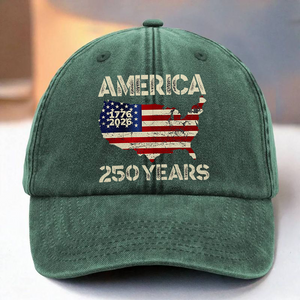250 Years America Anniversary 250th Independence Day Washed Denim Baseball Cap