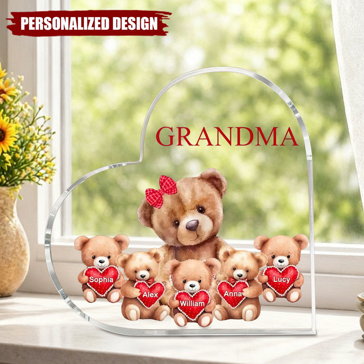 Mama Bear With Little Kids Personalized Acrylic Plaque
