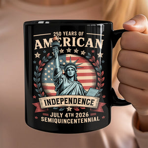 USA 250th Year Of American Independence Black Mug