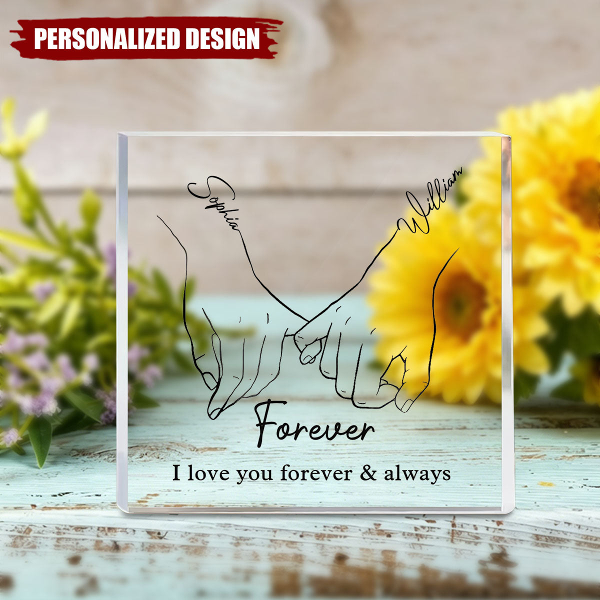 I Love You Forever & Always - Couple Personalized Custom Square Shaped Acrylic Plaque