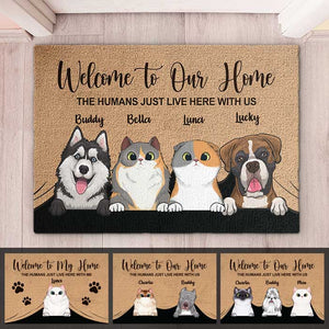 Welcome To The Pet Home Personalized Pet Doormat | Custom Cat & Dog Name | Gift For Pet Owners