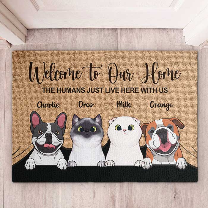 Welcome To The Pet Home Personalized Pet Doormat | Custom Cat & Dog Name | Gift For Pet Owners