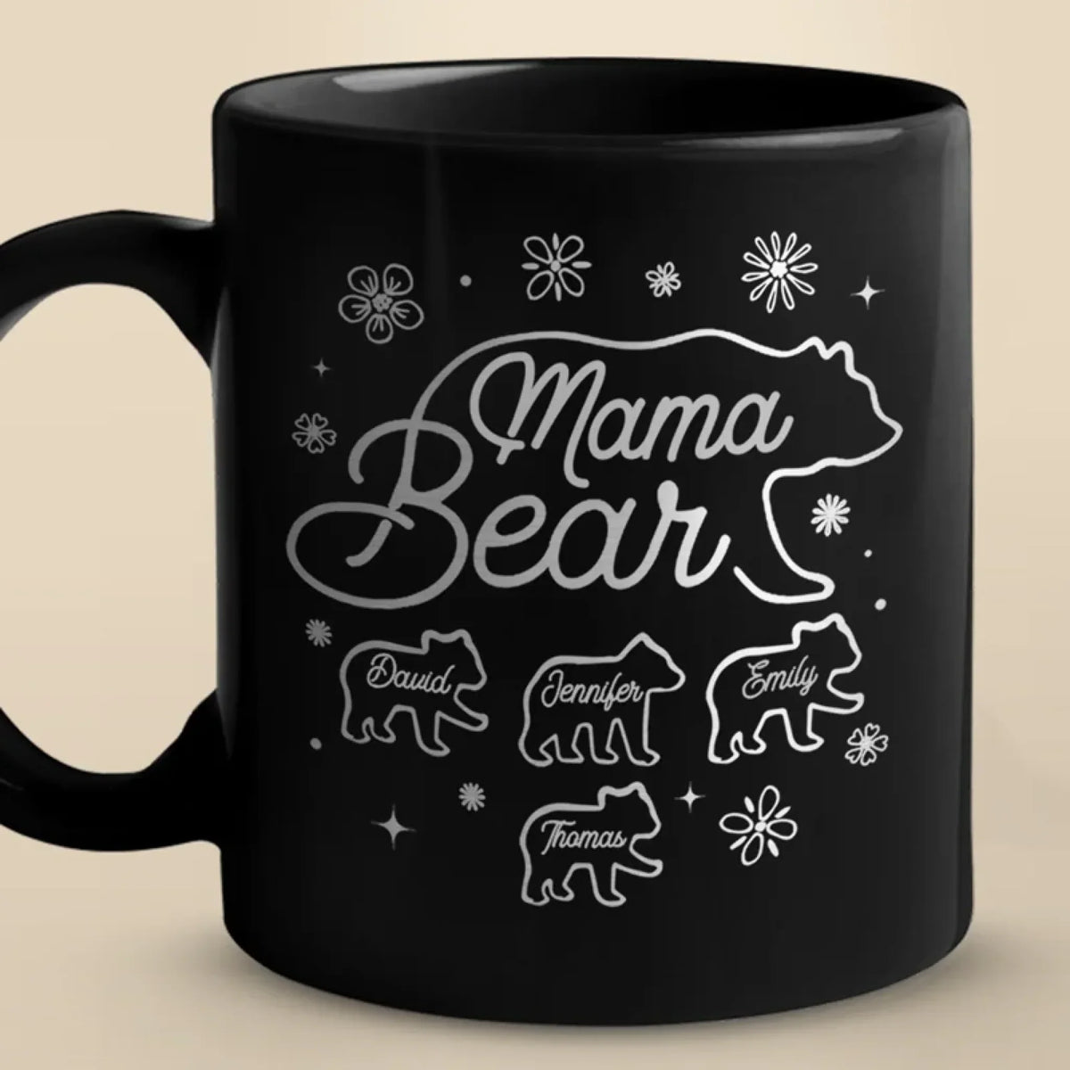 Lead With Love - Family Personalized Custom Black Mug - Mother's Day, Gift For Mom, Grandma