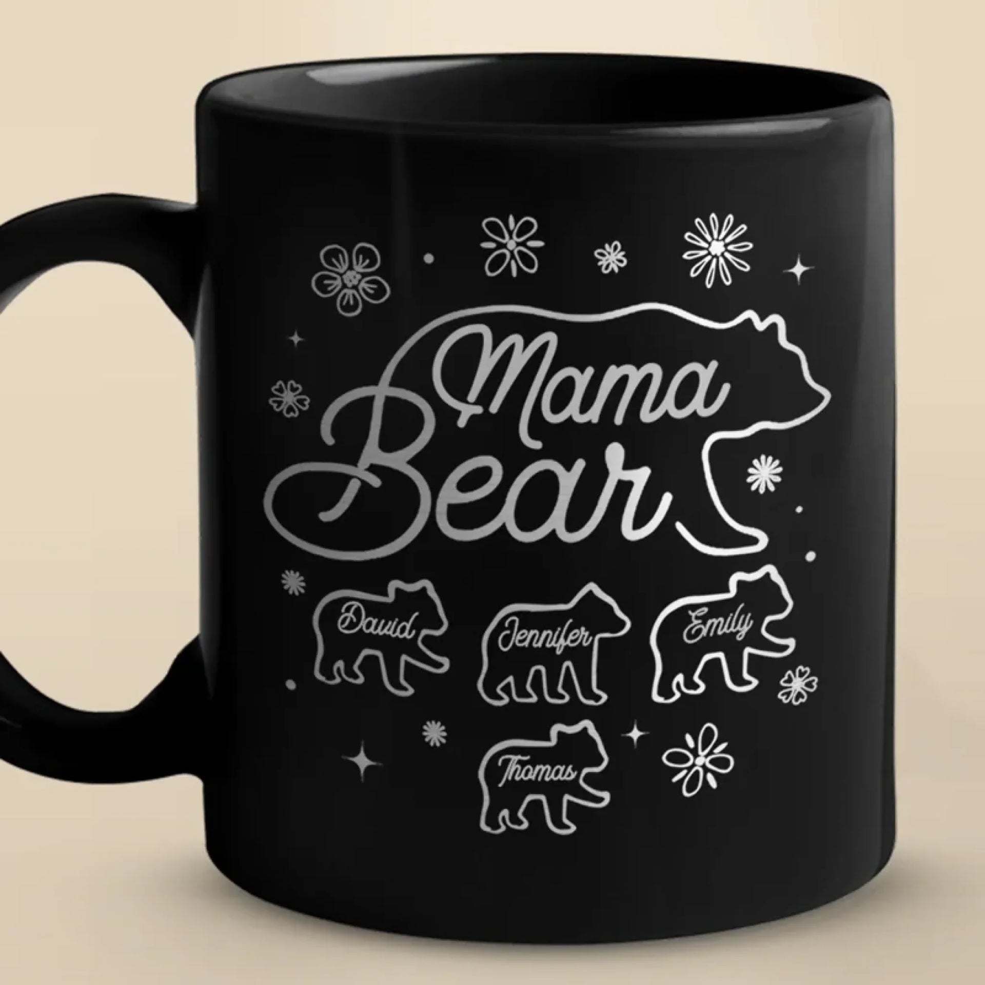 Lead With Love - Family Personalized Custom Black Mug - Mother's Day, Gift For Mom, Grandma