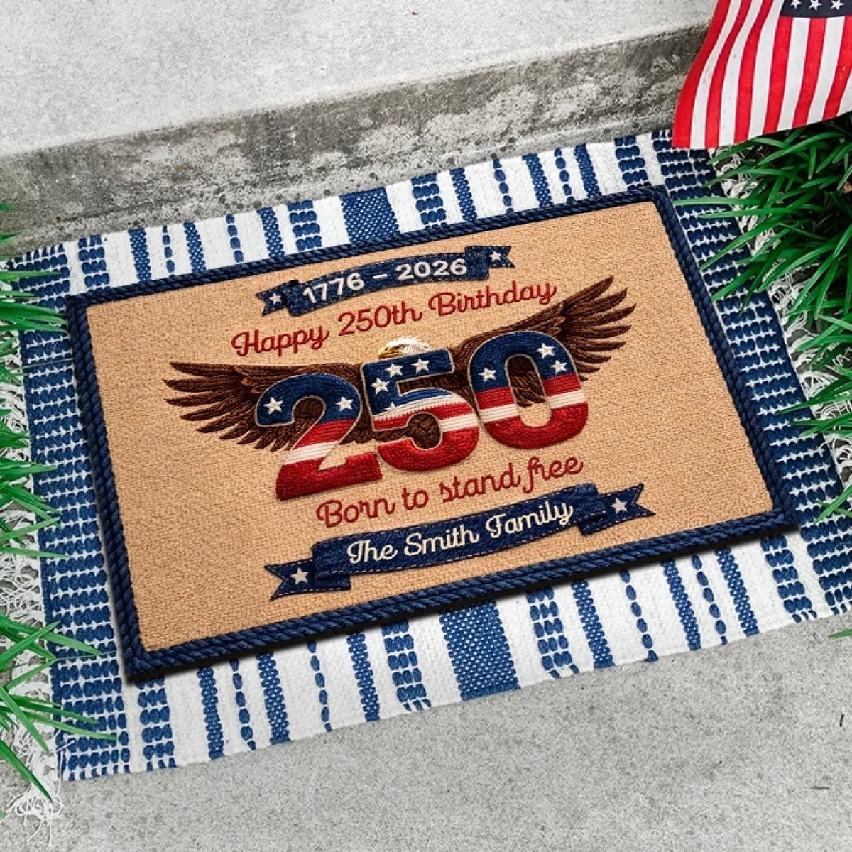 Custom Home Decor Decorative Mat - Personalized America 250th Anniversary Gifts For Mom, Dad, Brother, Sister, Kids - Courage Wrote Our Story