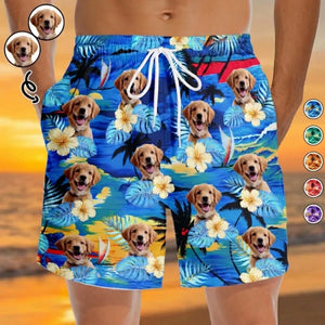 Custom Photo Tropical Hawaiian Aloha Men Beach Shorts - Personalized Summer Vacation And Travel Gifts For Family, Dog Cat Lovers - Life Is Better With Sandy Paws