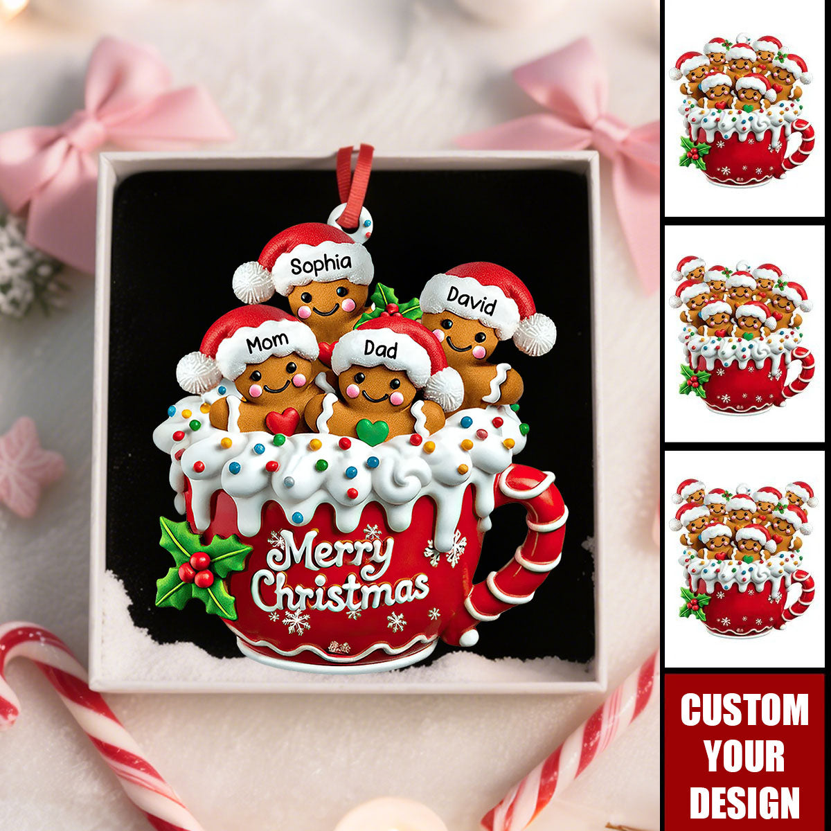 Merry Christmas - Personalized Gingerbread Family Ornament