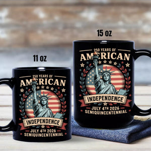 USA 250th Year Of American Independence Black Mug