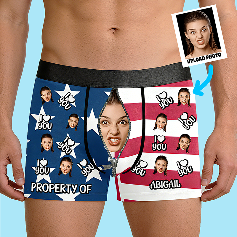 Custom Photo I Love You Always - Couple Personalized Custom Boxer Briefs, Men's Boxers - Gift For Husband Wife, Anniversary