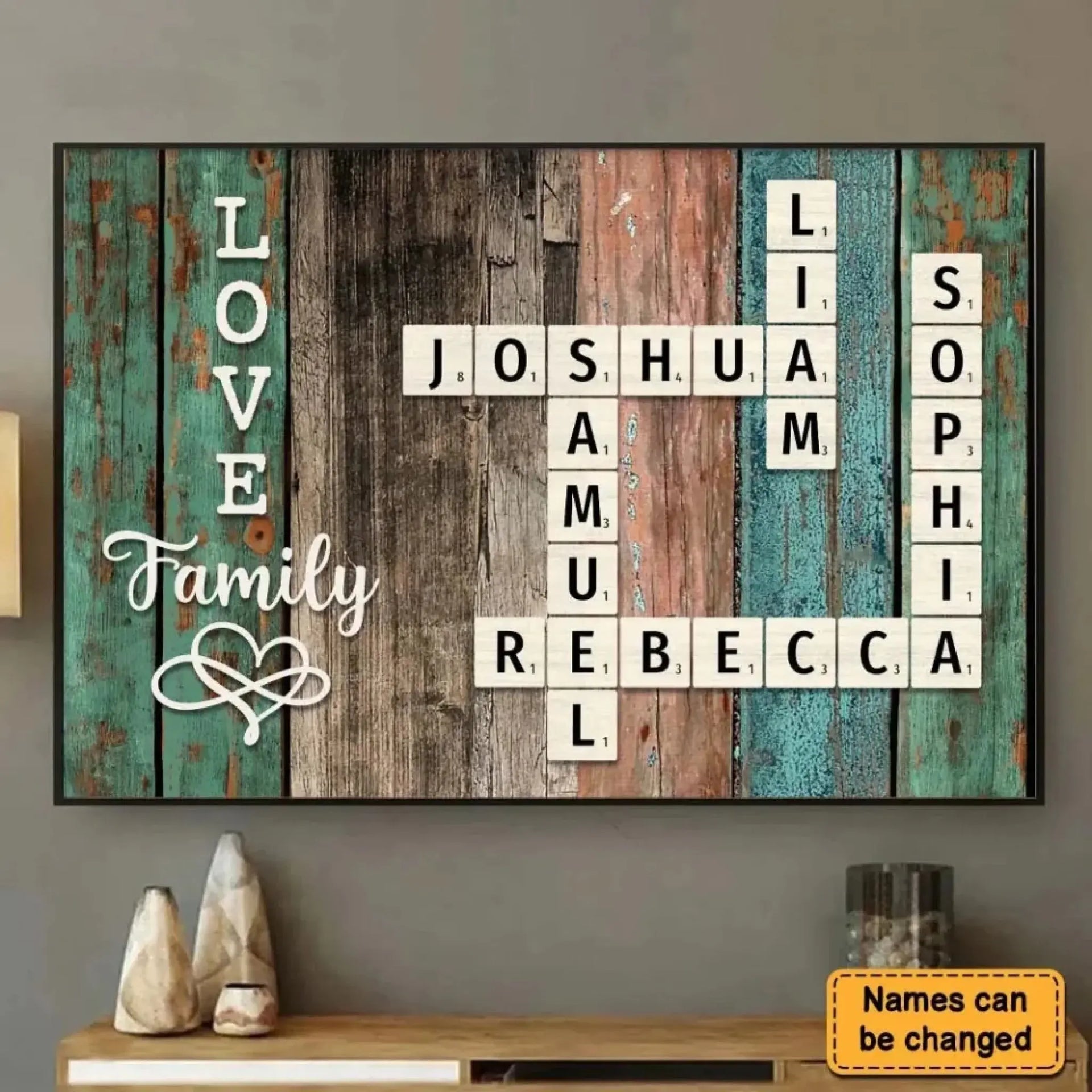 Family Name Crossword Puzzle Art – Personalized Poster Canvas – Unique Custom Gift for Families & Loved Ones