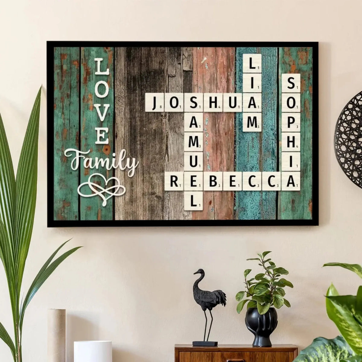 Family Name Crossword Puzzle Art – Personalized Poster Canvas – Unique Custom Gift for Families & Loved Ones