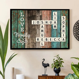 Family Name Crossword Puzzle Art – Personalized Poster Canvas – Unique Custom Gift for Families & Loved Ones