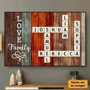 Family Name Crossword Puzzle Art – Personalized Poster Canvas – Unique Custom Gift for Families & Loved Ones