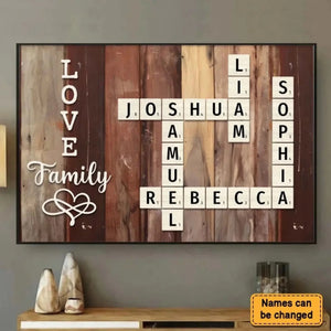 Family Name Crossword Puzzle Art – Personalized Poster Canvas – Unique Custom Gift for Families & Loved Ones