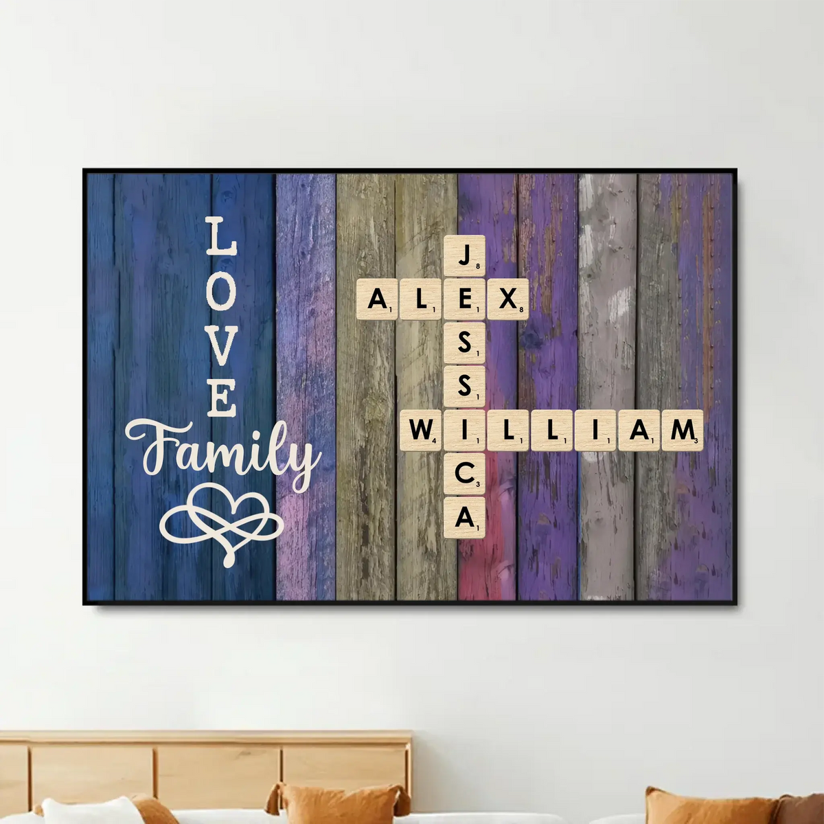 Family Name Crossword Puzzle Art – Personalized Poster Canvas – Unique Custom Gift for Families & Loved Ones