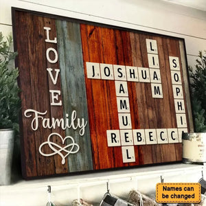 Family Name Crossword Puzzle Art – Personalized Poster Canvas – Unique Custom Gift for Families & Loved Ones