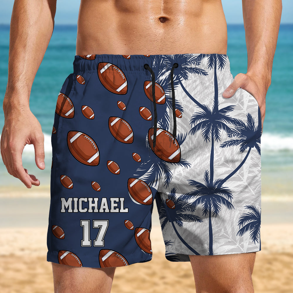 Personalized Custom Name Number Baseball Tropical Men's Beach Shorts For Sports Fans