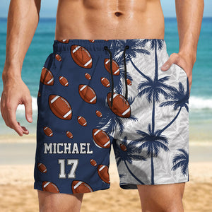 Personalized Custom Name Number Baseball Tropical Men's Beach Shorts For Sports Fans