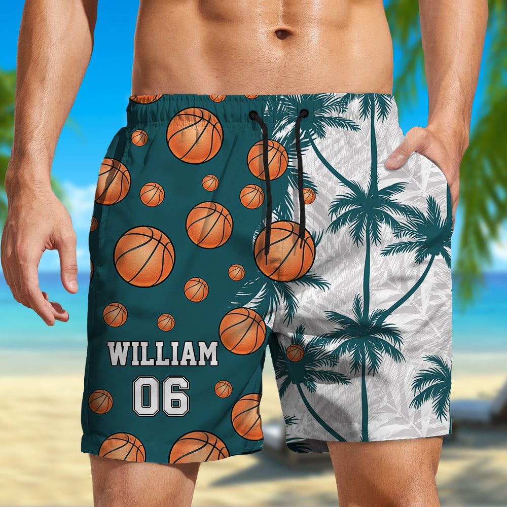 Personalized Custom Name Number Baseball Tropical Men's Beach Shorts For Sports Fans