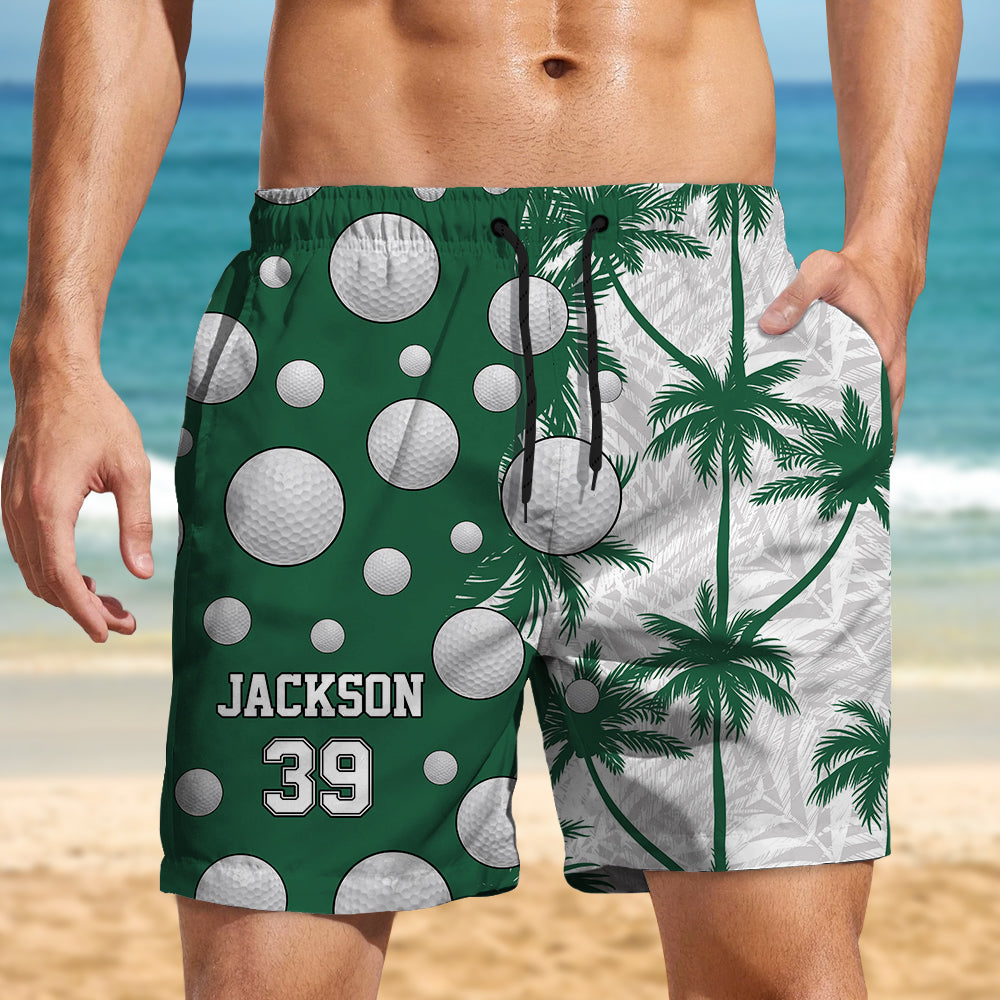 Personalized Custom Name Number Baseball Tropical Men's Beach Shorts For Sports Fans