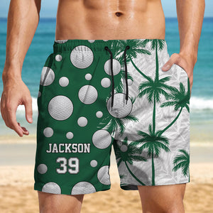 Personalized Custom Name Number Baseball Tropical Men's Beach Shorts For Sports Fans