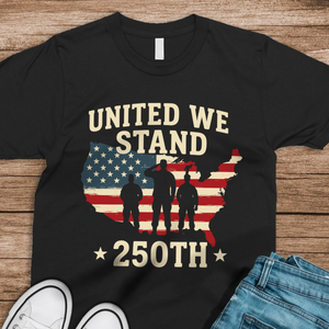 United We Stand 250th Anniversary USA Veteran Shirt-Unisex style and available in multiple colors
