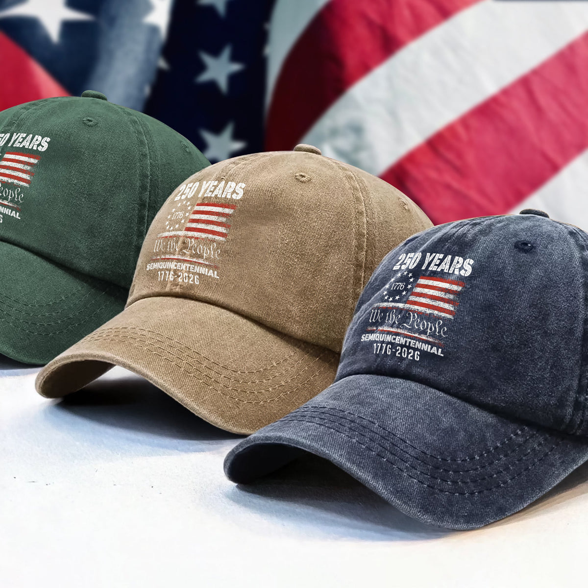 Celebrate Our America 250th Anniversary United States Washed Denim Baseball Cap