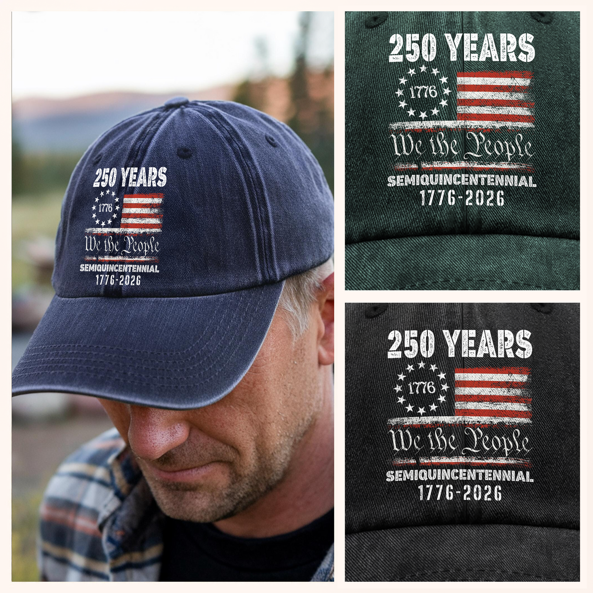 Celebrate Our America 250th Anniversary United States Washed Denim Baseball Cap
