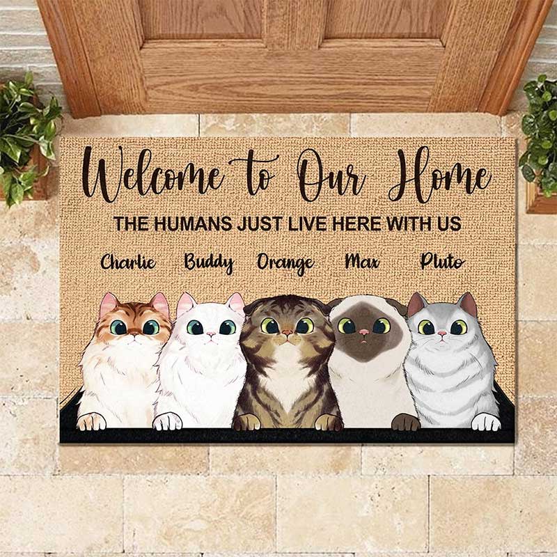 Welcome To The Pet Home Personalized Pet Doormat | Custom Cat & Dog Name | Gift For Pet Owners