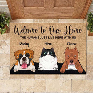 Welcome To The Pet Home Personalized Pet Doormat | Custom Cat & Dog Name | Gift For Pet Owners