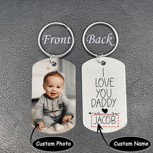 Personalized Photo Keychain Gift For Dad I Love You Daddy Custom Keychain with Picture Special Gift For Father Gift From Kids