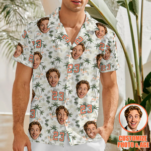 Personalized Photo Print Hawaiian Shirts, Custom Birthday Party Outfit Unique Custom Birthday Gift