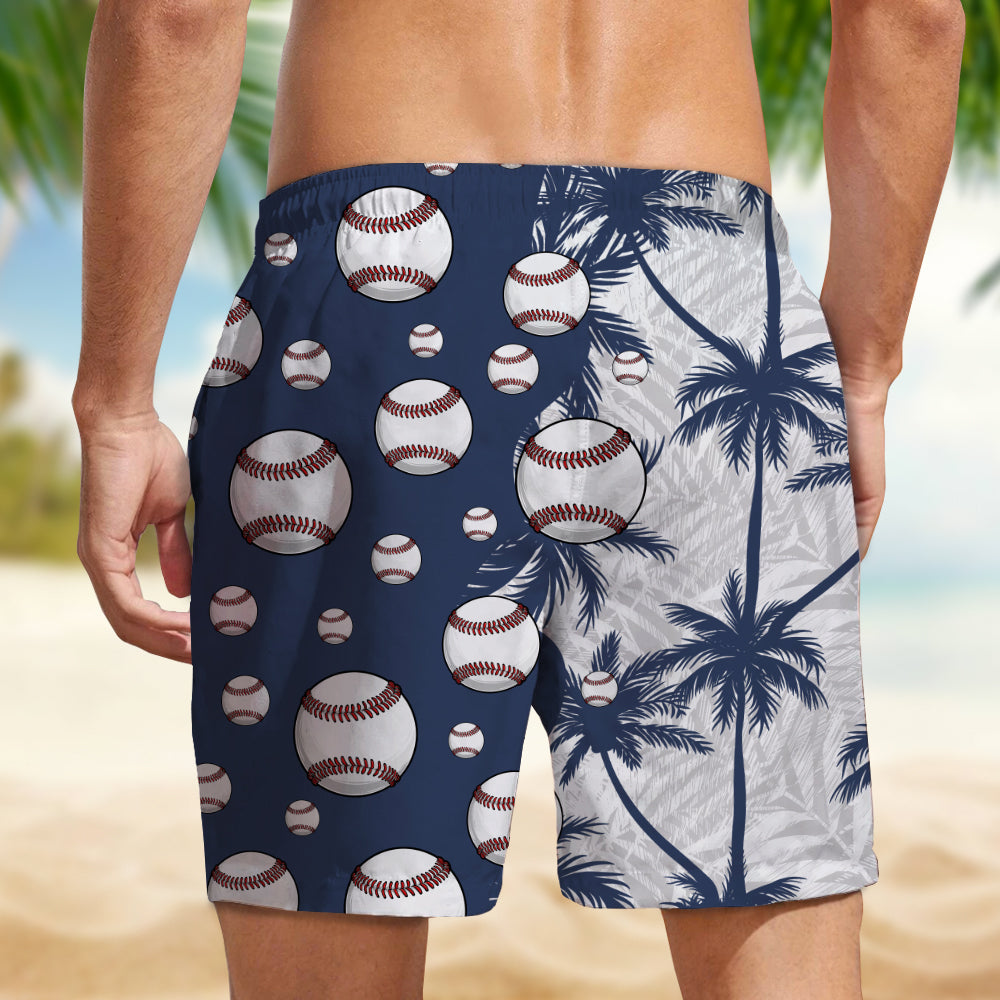 Personalized Custom Name Number Baseball Tropical Men's Beach Shorts For Sports Fans