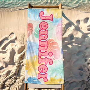 Personalized Retro Beach Towel: Groovy Custom Name Bath Towel