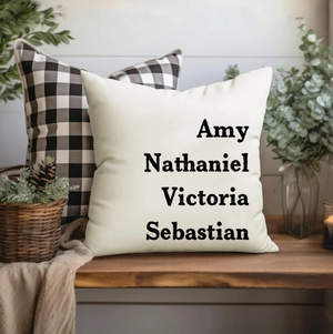 Personalized Family Name Throw Pillow Case, Customize Pillow with Kids Name Pillow Cover, Custom Christmas Gifts for Mom, Grandma Gift