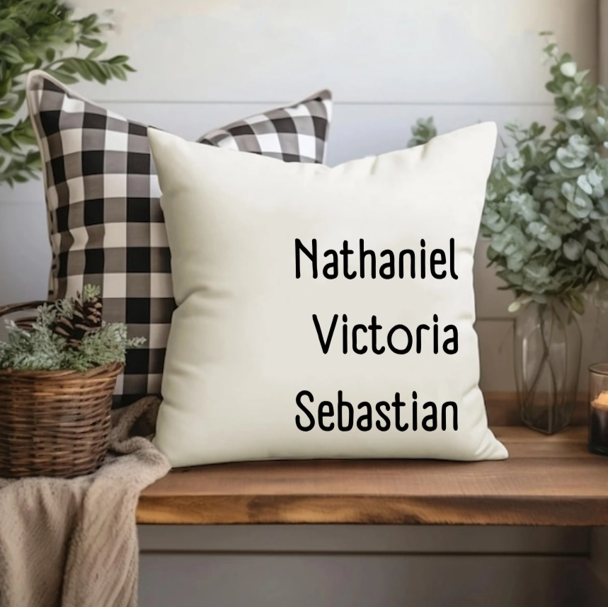 Personalized Family Name Throw Pillow Case, Customize Pillow with Kids Name Pillow Cover, Custom Christmas Gifts for Mom, Grandma Gift