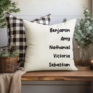 Personalized Family Name Throw Pillow Case, Customize Pillow with Kids Name Pillow Cover, Custom Christmas Gifts for Mom, Grandma Gift
