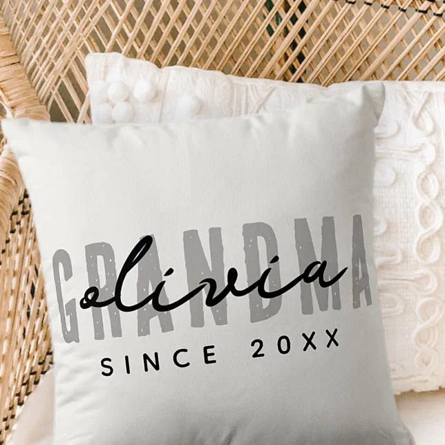 Customizable modern minimalist style throw pillows for mom and grandmother - the perfect Mother's Day gift