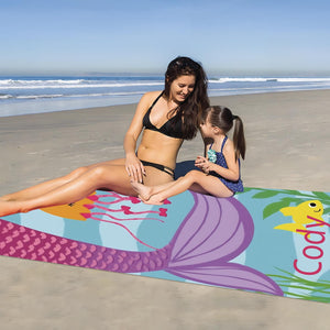 Custom Name Kids Pool Towel – Cute Ocean Animal Beach Towel for Boys & Girls