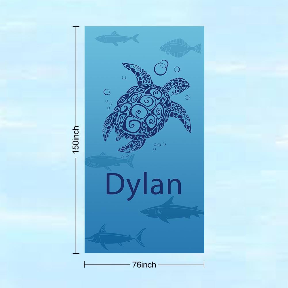 Custom Name Kids Pool Towel – Cute Ocean Animal Beach Towel for Boys & Girls