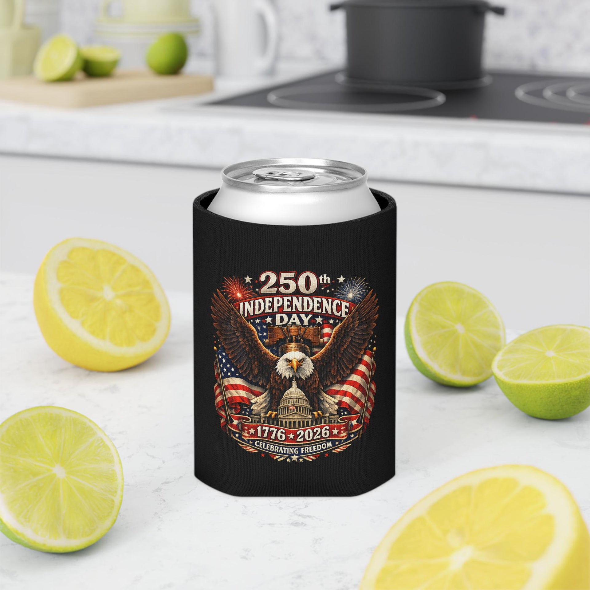 250th Independence Day Eagle Can Cooler | 1776-2026 Patriotic Sleeve